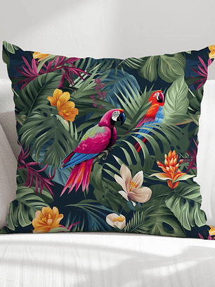 FUNDA DE COJIN DOS PAPAGALLOS