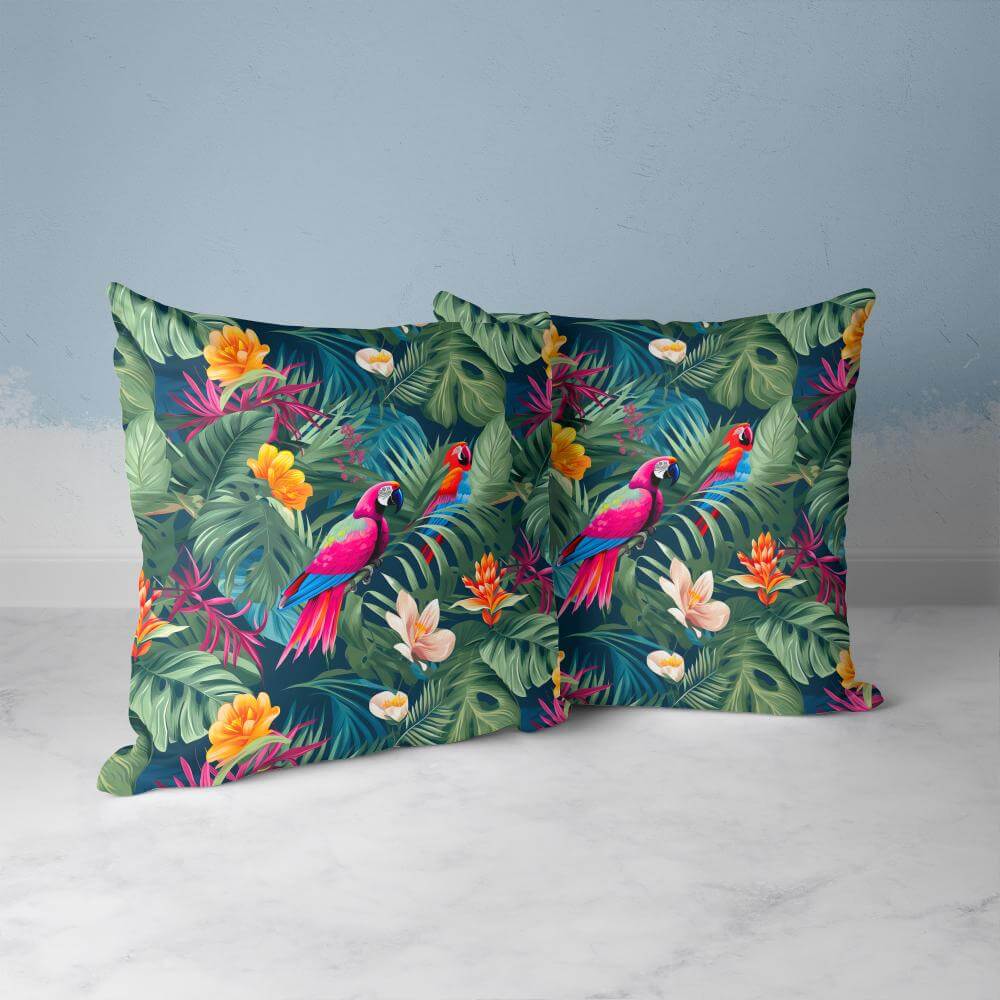 FUNDA DE COJIN DOS PAPAGALLOS 2