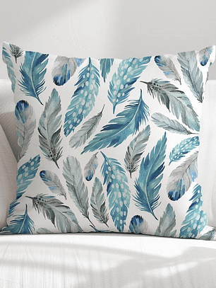 FUNDA DE COJIN PLUMAS TURQUESA