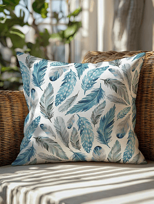 FUNDA DE COJIN PLUMAS TURQUESA