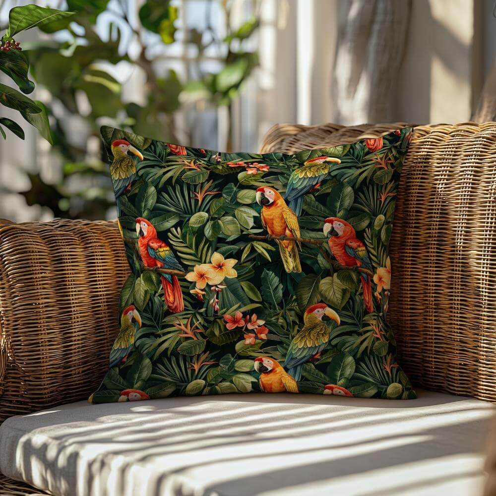 FUNDA DE COJIN PAPAGALLOS VINTAGE 2