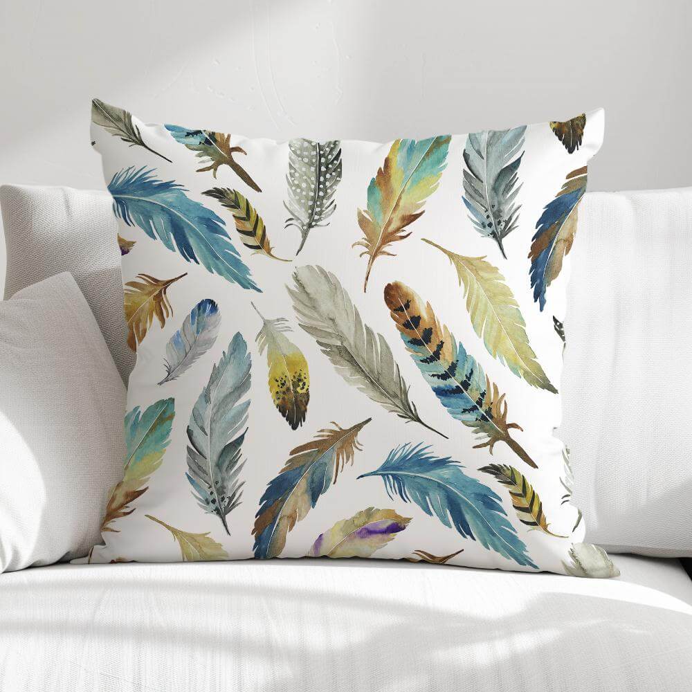 FUNDA DE COJIN PLUMAS DE COLORES 1