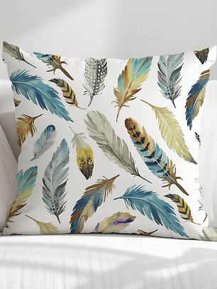 FUNDA DE COJIN PLUMAS DE COLORES