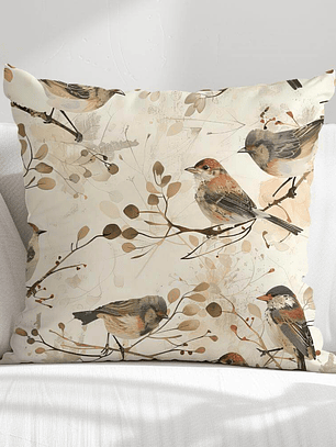 FUNDA DE COJIN GORRIONES