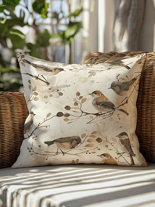FUNDA DE COJIN GORRIONES