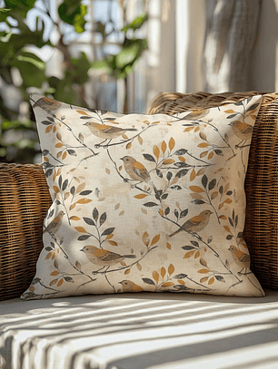 FUNDA DE COJIN GORRIONES AMARILLOS