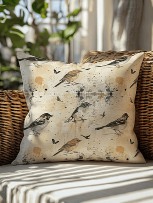 FUNDA DE COJIN DISEÑO AVES