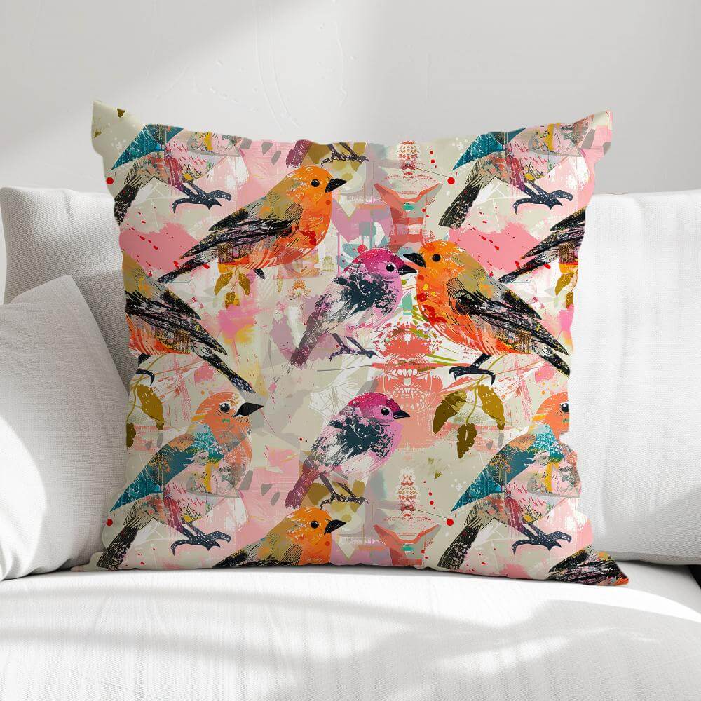 FUNDA DE COJIN AVES ABSTRACTAS 1