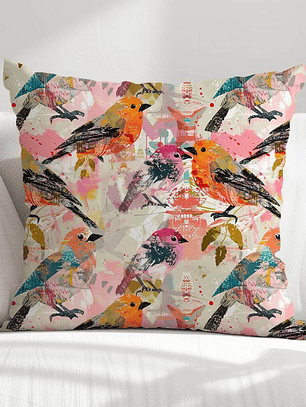 FUNDA DE COJIN AVES ABSTRACTAS