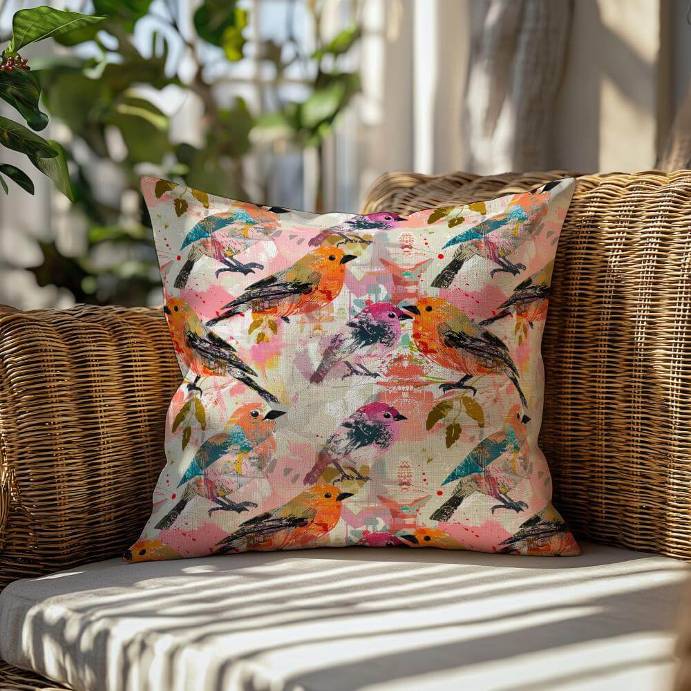 FUNDA DE COJIN AVES ABSTRACTAS 2