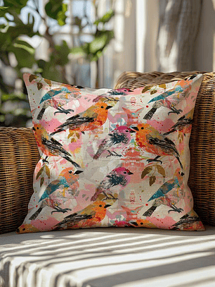 FUNDA DE COJIN AVES ABSTRACTAS