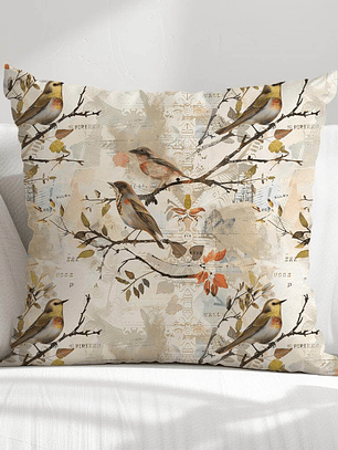 FUNDA DE COJIN AVES ROMANTICAS