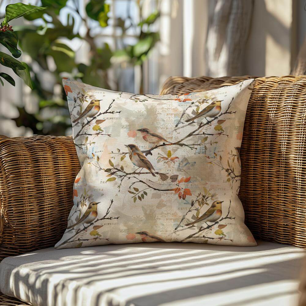 FUNDA DE COJIN AVES ROMANTICAS 2