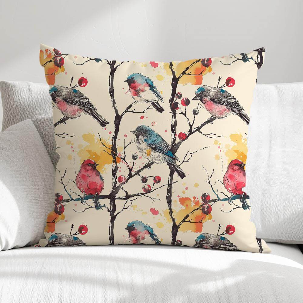 FUNDA DE COJIN AVES DE COLORES 1