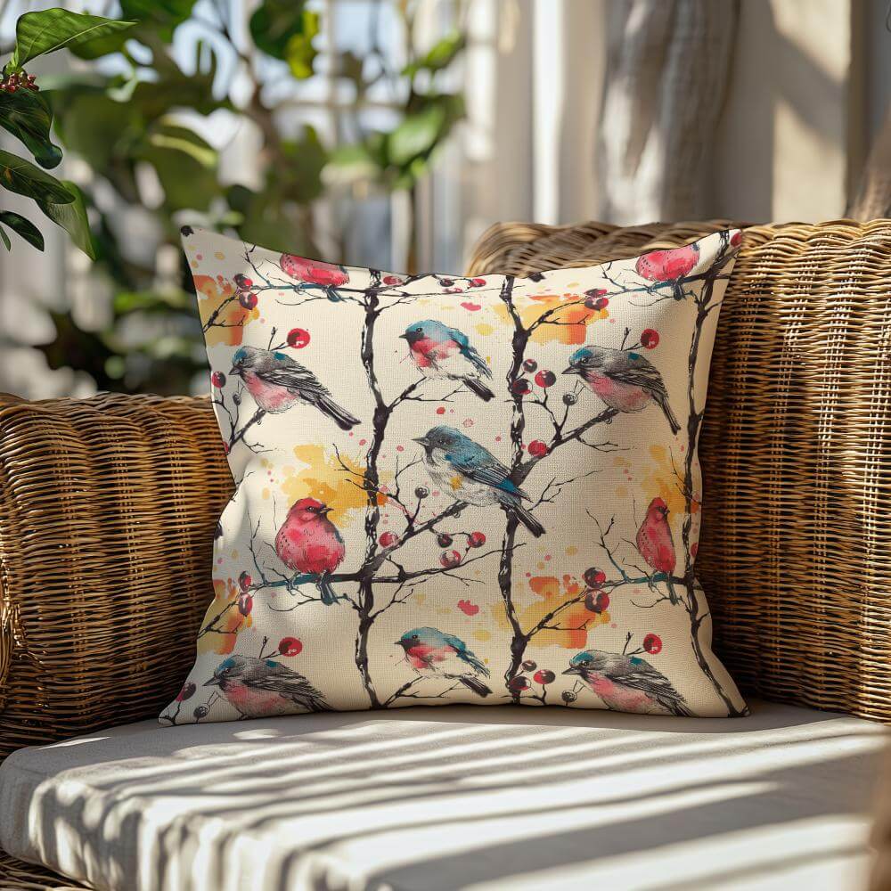 FUNDA DE COJIN AVES DE COLORES 2