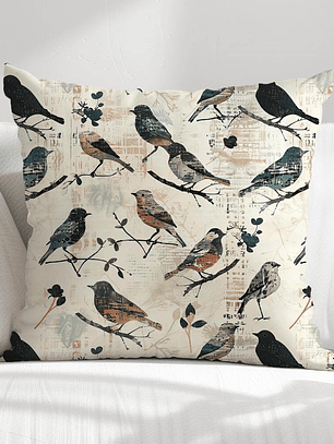 FUNDA DE COJIN AVES GRICES