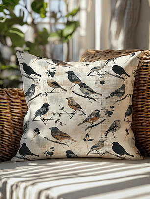 FUNDA DE COJIN AVES GRICES