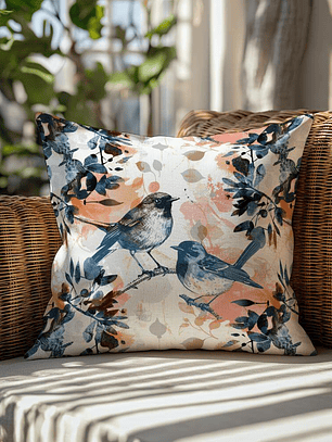 FUNDA DE COJIN PAREJA DE AVES