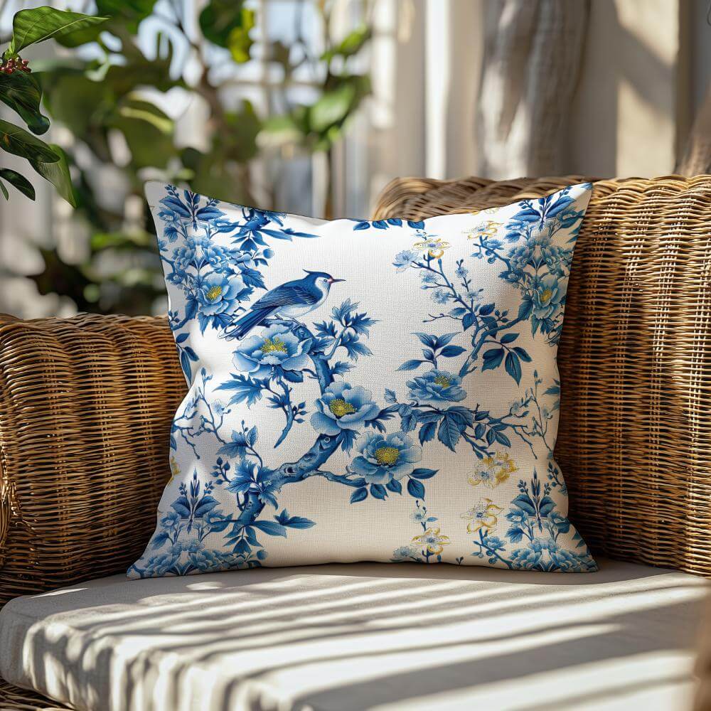 FUNDA DE COJIN AVE AZUL 2