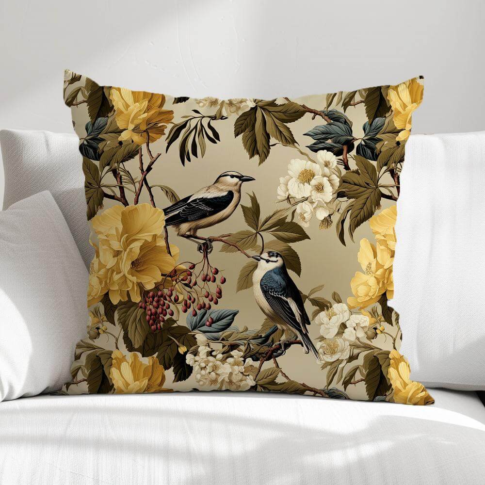 FUNDA DE COJIN AVES VINTAGE 1