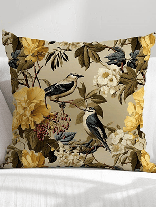 FUNDA DE COJIN AVES VINTAGE