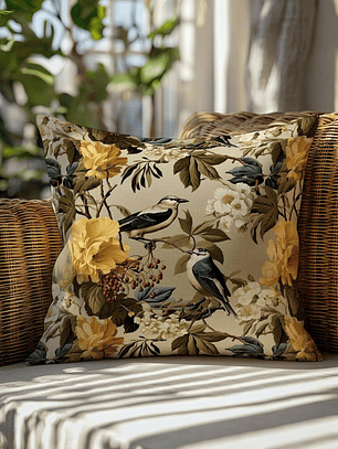 FUNDA DE COJIN AVES VINTAGE