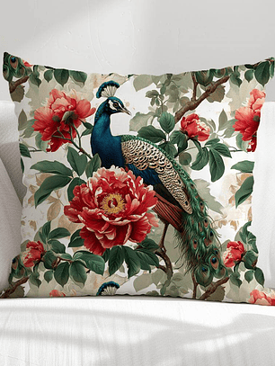 FUNDA DE COJIN PAVO REAL