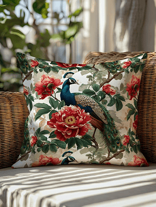 FUNDA DE COJIN PAVO REAL