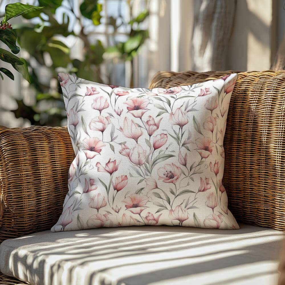 FUNDA DE COJIN FLORES ROSADAS PEQUEÑAS 2