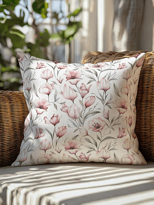 FUNDA DE COJIN FLORES ROSADAS PEQUEÑAS