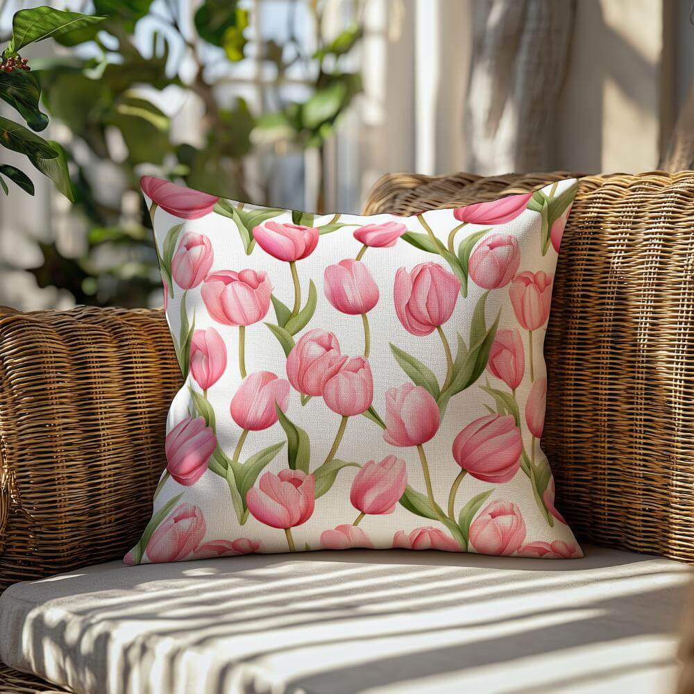 FUNDA DE COJIN TULIPANES ROSADOS 2
