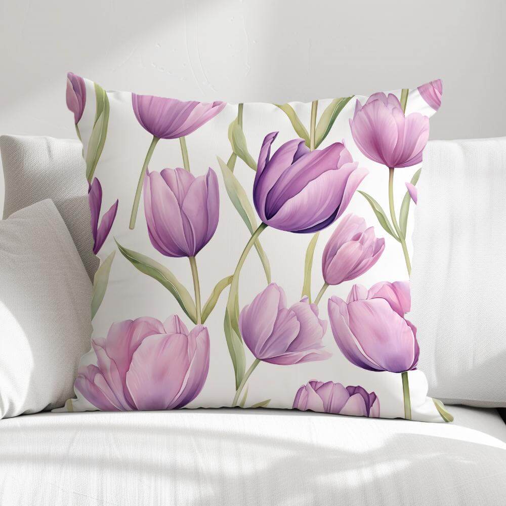 FUNDA DE COJIN FLOR TULIPAN MORADO 1