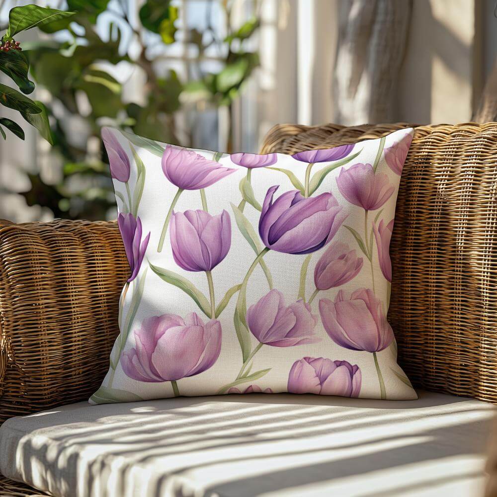 FUNDA DE COJIN FLOR TULIPAN MORADO 2