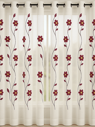 VISILLO CON FLORES BURDEO