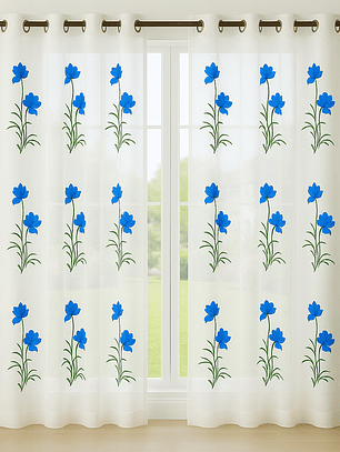 VISILLO CON DOS FLORES AZULES