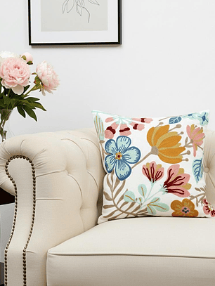 PACK 2 FUNDAS DE COJINES BORDADAS FLORES DIAGONALES