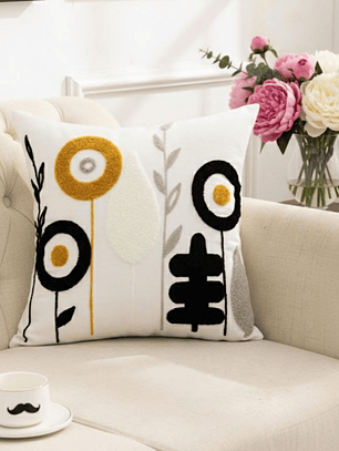 PACK 2 FUNDAS DE COJINES BORDADAS FLORES MINIMALISTAS