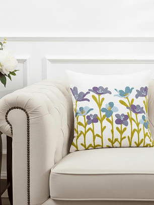 PACK 2 FUNDAS DE COJINES BORDADAS FLORES SILVESTRES MORADAS