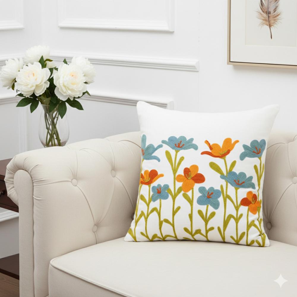 PACK 2 FUNDAS DE COJINES BORDADAS FLORES SILVESTRES 2