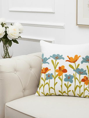 PACK 2 FUNDAS DE COJINES BORDADAS FLORES SILVESTRES