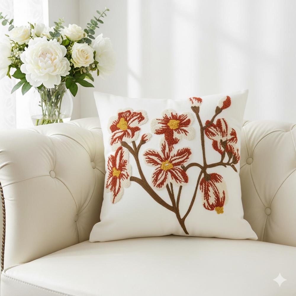 PACK 2 FUNDAS DE COJINES BORDADAS FLORES VINTAGE 2