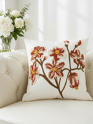PACK 2 FUNDAS DE COJINES BORDADAS FLORES VINTAGE