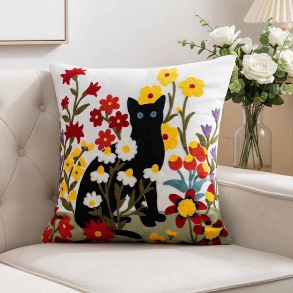 PACK 2 FUNDAS DE COJINES BORDADAS GATO NEGRO 2