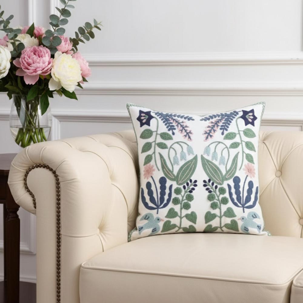 PACK 2 FUNDAS DE COJINES BORDADAS HOJAS Y RAMAS 2