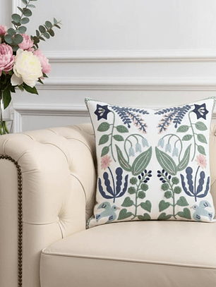 PACK 2 FUNDAS DE COJINES BORDADAS HOJAS Y RAMAS