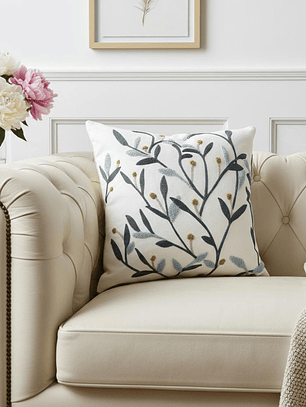 PACK 2 FUNDAS DE COJINES BORDADAS RAMAS CON FLORES