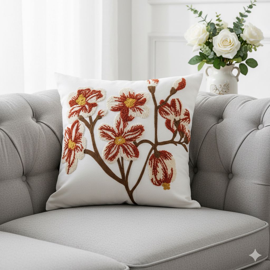 PACK 2 FUNDAS DE COJINES BORDADAS FLORES VINTAGE 1