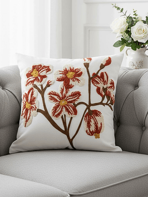 PACK 2 FUNDAS DE COJINES BORDADAS FLORES VINTAGE