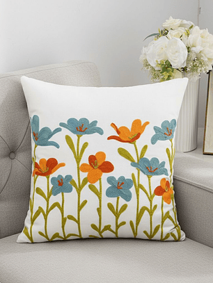 PACK 2 FUNDAS DE COJINES BORDADAS FLORES SILVESTRES