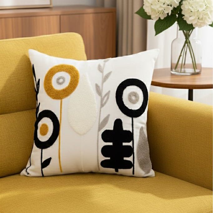 PACK 2 FUNDAS DE COJINES BORDADAS FLORES MINIMALISTAS 1